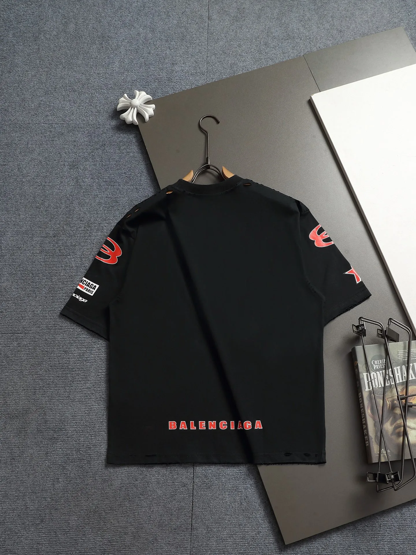 BALENCIAGA 2026 Logo Logo ， Retro Same Style T 320 Versatile : Black Gray Size：XS S M L